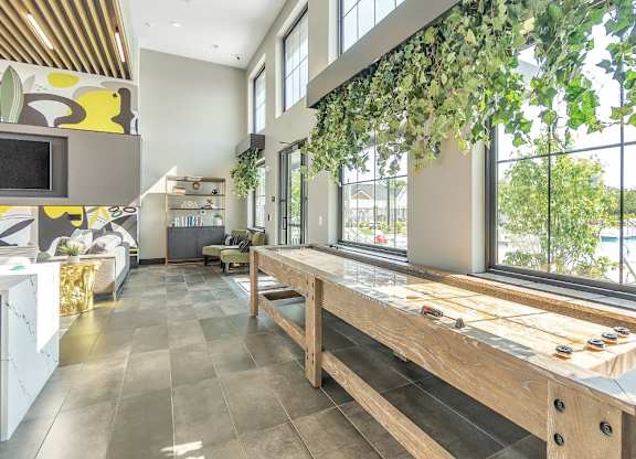 Slate at Fishers District Modern Villas and Townhomes in Fishers, Indiana Clubhouse Lounge with Games