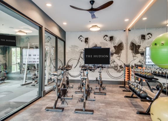 a workout room at the hudson