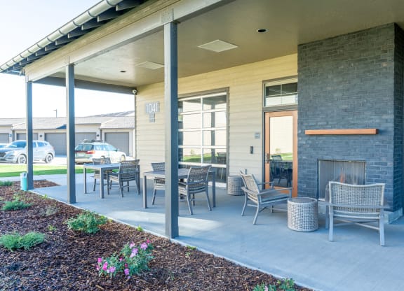 Stillwater Crossing  Apartments Exterior Patio with Fireplace