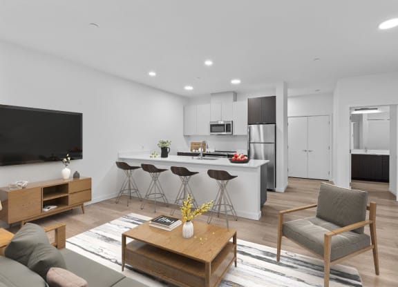 Sumner Mill Model Living Room and Kitchen