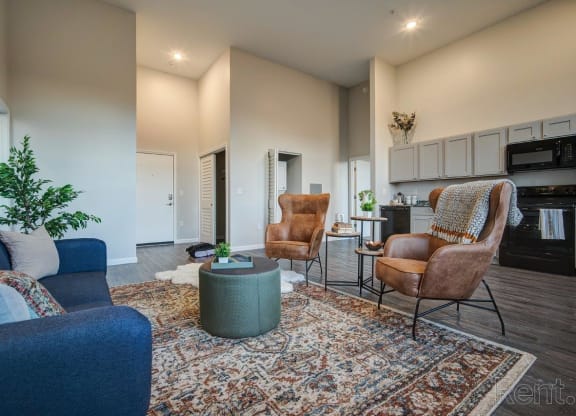 The Annex of Bozeman Model Living Room and Kitchen