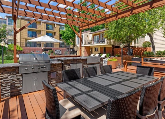 The Crest Pleasant Hill Apartments in California Patio with BBQ Grills