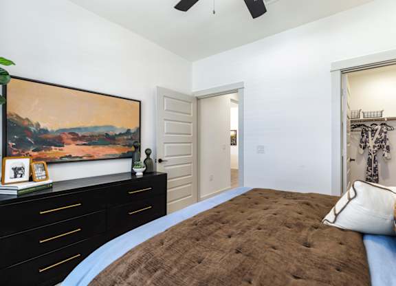The Depot Apartments in Celina, Texas Bedroom with Attached Walk-In Closet