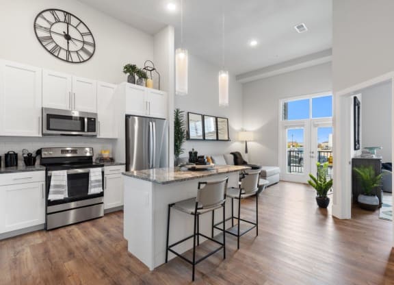 The Edison at Bozeman Gateway Apartments in Bozeman, Montana Model Kitchen with Island
