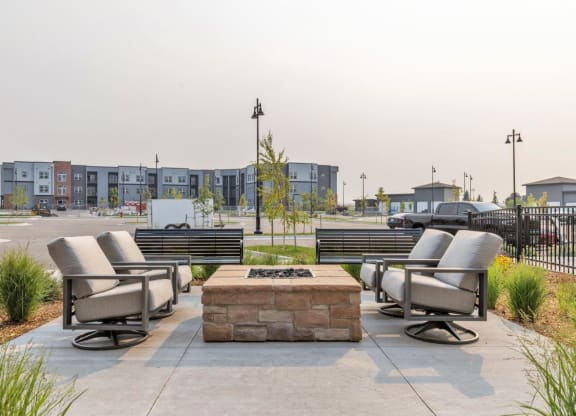The Edison at Bozeman Gateway Apartments in Bozeman, Montana Patio with Fire Pit