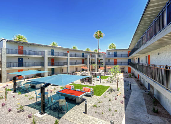 The Icon on Central Apartments in Phoenix, Arizona Courtyard with Games