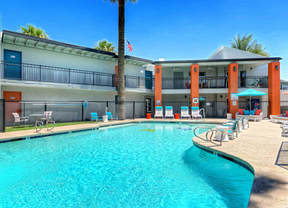 The Icon on Central Apartments in Phoenix, Arizona Pool with Lounge Chairs