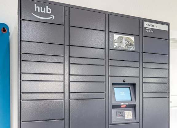 A row of Amazon hub storage units are available in the Northern region.