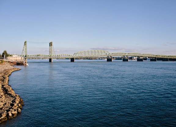 The Hudson Apartments Model water and bridge