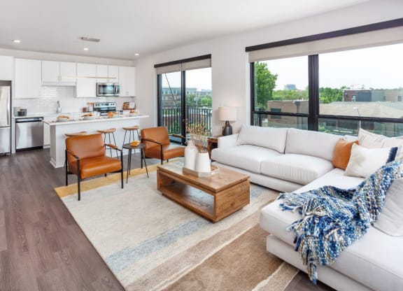 Alton Heights in Kansas City, Missouri Model Living Room and Kitchen