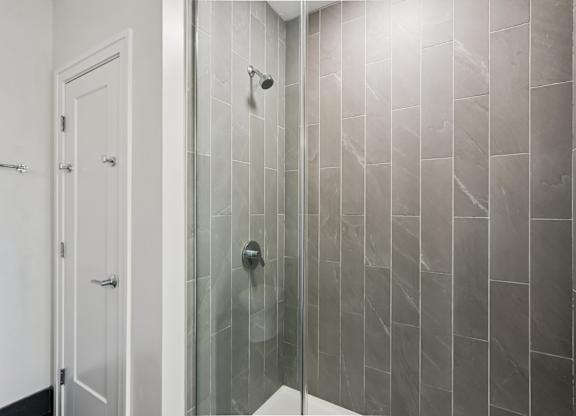 Bathroom with a shower at Park77 Apartments, Massachusetts