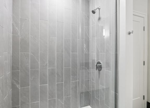Bathroom with a shower at Park77 Apartments, Cambridge, Massachusetts, 02138