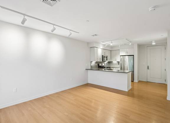 Kitchen area with a counter at Park77 Apartments, Cambridge, MA, 02138