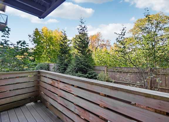 Wooden deck at Park77 Apartments, Cambridge, Massachusetts