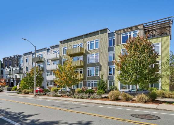 Street view of a residential area at Park77 Apartments, Cambridge, MA