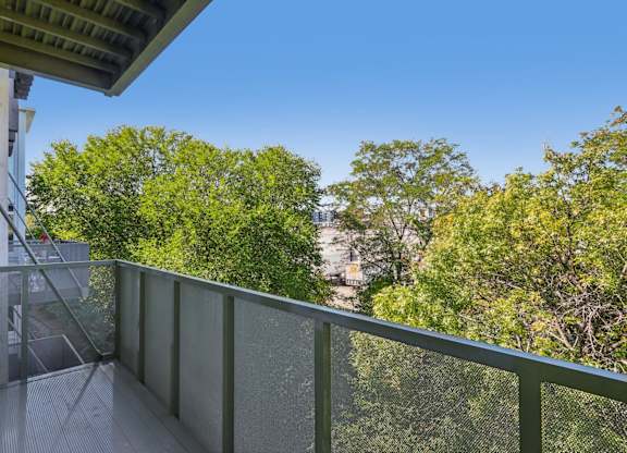 Patio with railings at Park77 Apartments, Cambridge