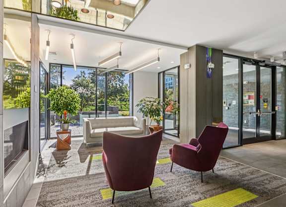 Modern waiting room at Park77 Apartments, Cambridge, MA