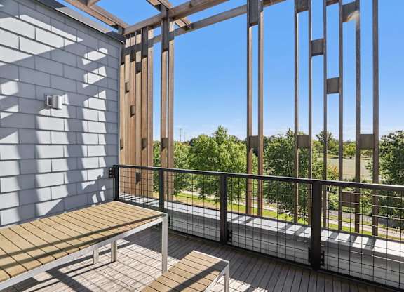 Balcony with a bench at Park77 Apartments, Massachusetts, 02138