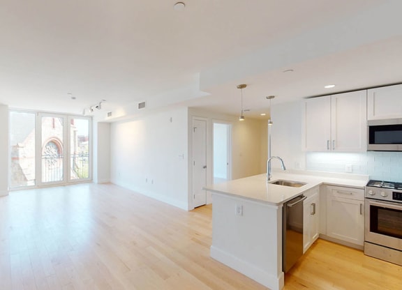 Kitchen with Church View at Saint James Place, Cambridge, MA 02140