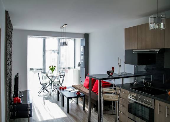 open concept kitchen and living room
