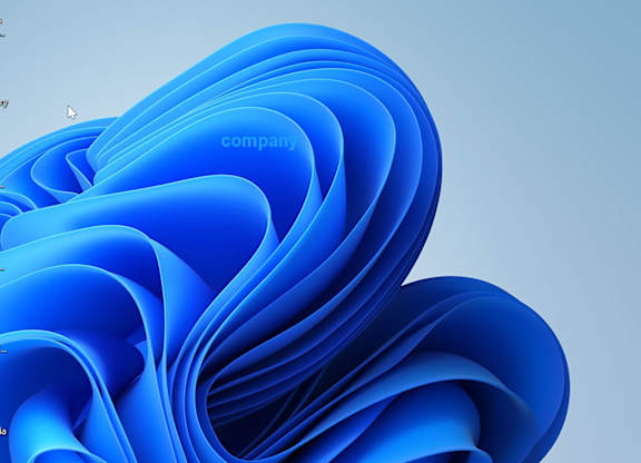 A blue abstract design with the word "company" written on it.