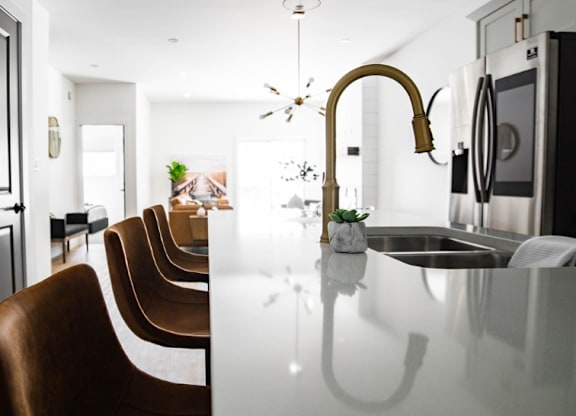 Modern kitchen with a long island