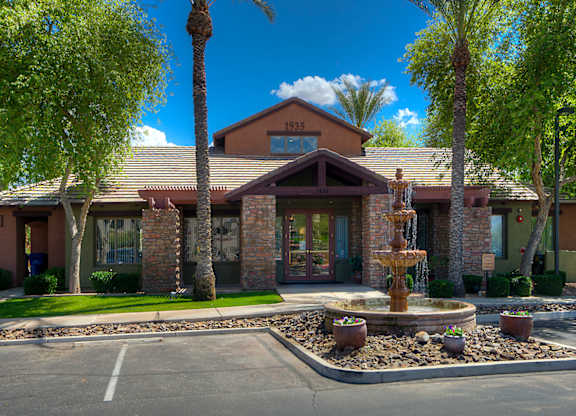 Building Exterior with Parking Lot at San Angelin Apartments, Mesa, 85206