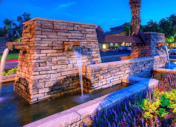 Beautiful Entrance Lit at Night at San Clemente Apartments, Gilbert