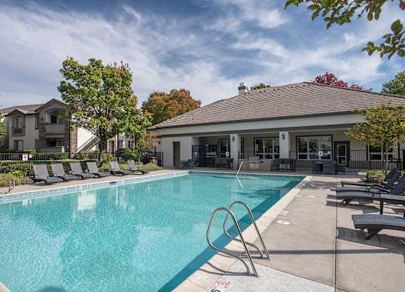Stoneridge apartments, Roseville, CA, pool area and BBQ
