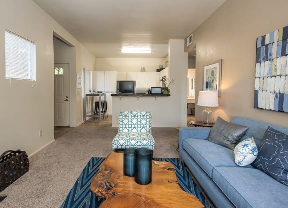 Model Livingroom and Kitchen at Autumn Oaks Apartments, Roseville, California