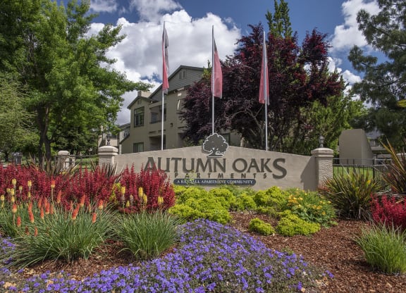 Monument Sign at P at Autumn Oaks Apartments, Roseville, CA, 95678