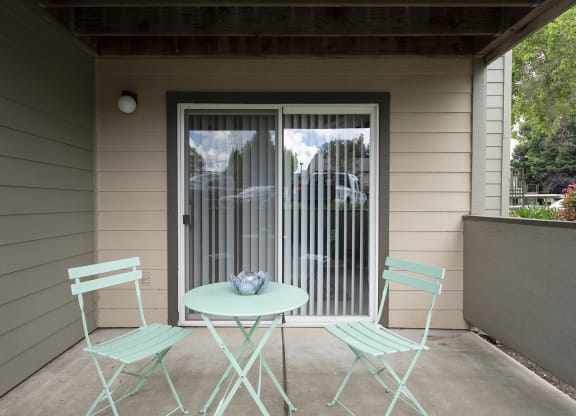 Phase 2 Model Patio Living Space at Autumn Oaks Apartments, California