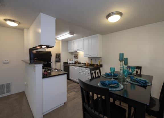 model dining room at Bishop's Court Apartments, Rancho Cordova