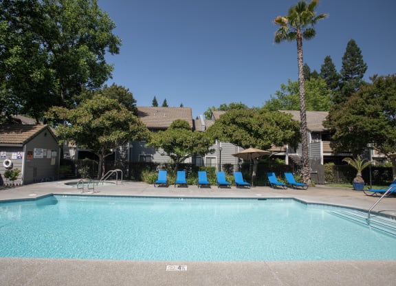 Bishops Court swimming pool side view at Bishop's Court Apartments, Rancho Cordova