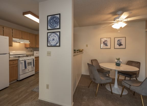 Canterbury Downs model kitchen and dining room, Roseville, CA, 95678