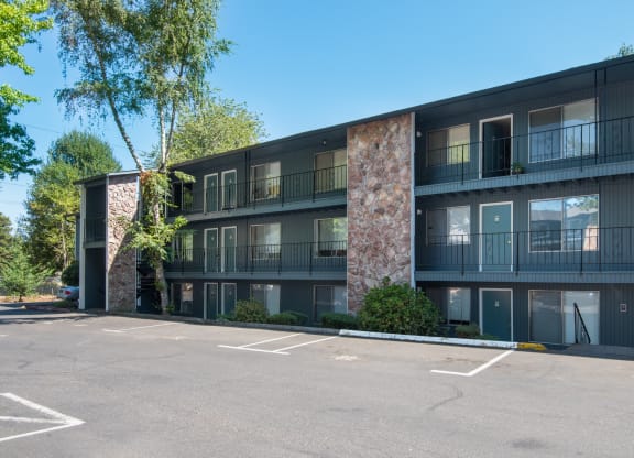 Cedar Lane Apartments three story building front and entryways