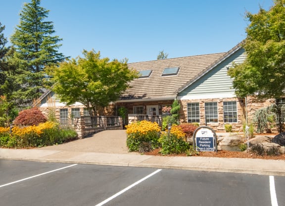 clubhouse exterior entry  at Clackamas Trails Apartments, OR 97222