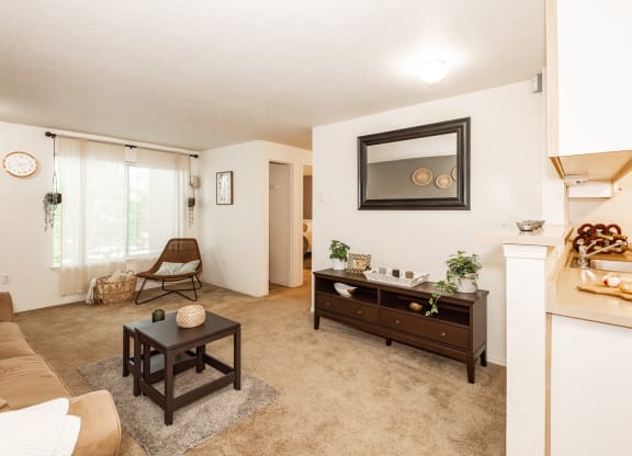 model living room  at Clackamas Trails Apartments, OR 97222