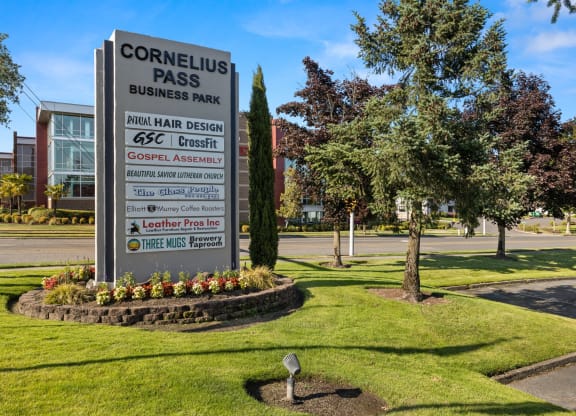 Cornelius Pass Business Park entry sign