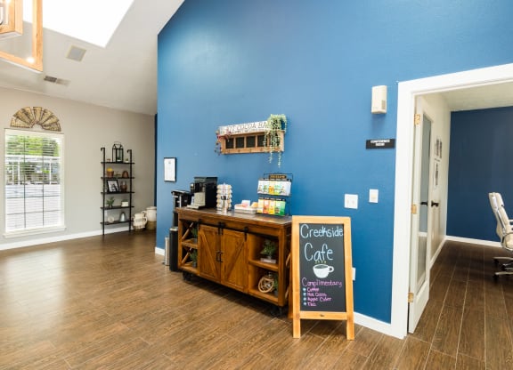 Creekside Village clubhouse foyer coffee bar