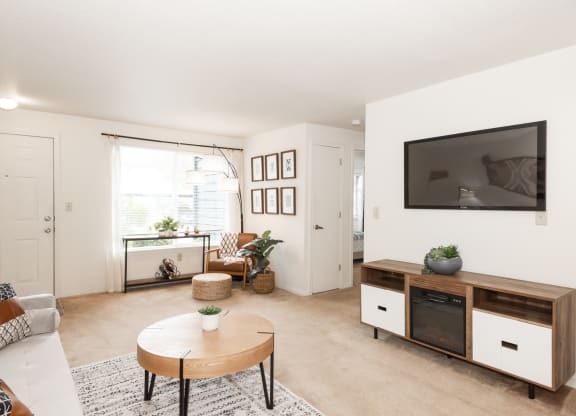 Creekside Village model living room and entry