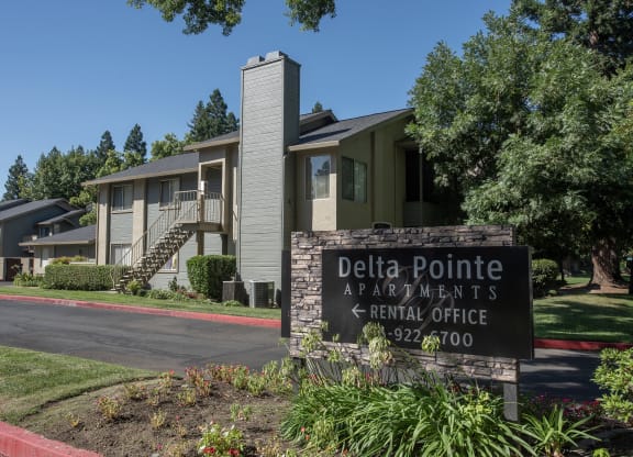 property entry at Delta Pointe Apartments, Sacramento, California 95833