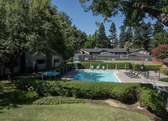 swimming pool exterior at Delta Pointe Apartments, California