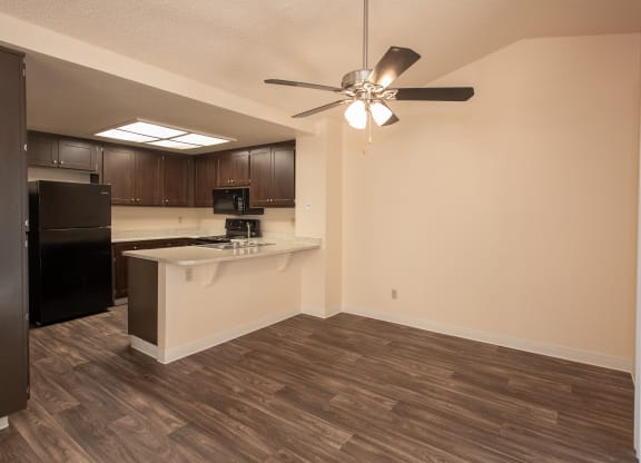 vacant kitchen dining room at Delta Pointe Apartments, Sacramento, 95833
