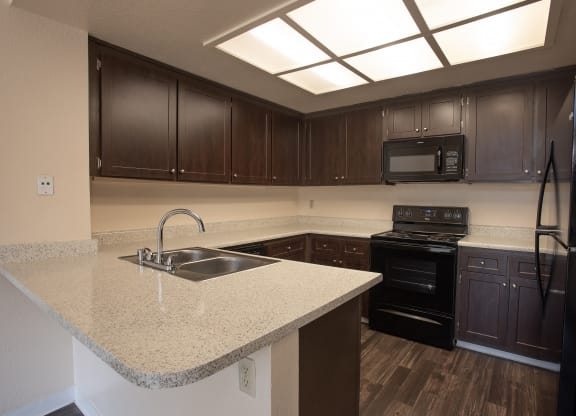 vacant kitchen at Delta Pointe Apartments, Sacramento