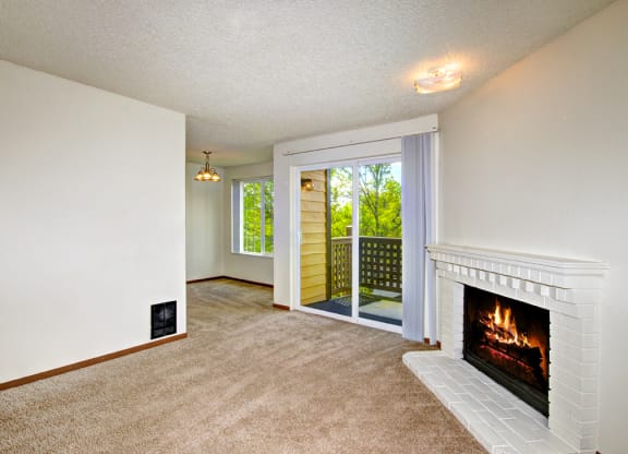 Hunt Club Apartments Vacant Apartment Living Room & Fireplace