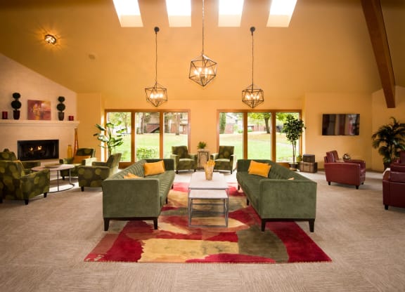 Kings Court Club House Seating Area and Fireplace