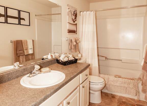 Model bathroom at King's Court Apartments, Beaverton, 97006