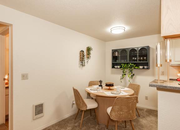 Model dining room at King's Court Apartments, Beaverton, 97006