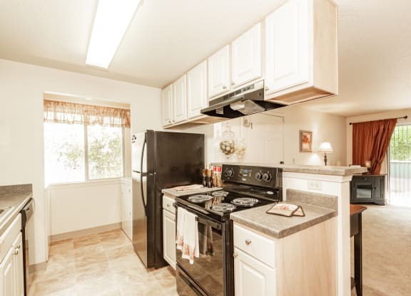 Kings Court Beaverton OR model kitchen and laundry side view